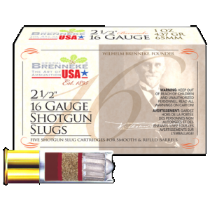 BRENNEKE 16 Slugs 16 Ga. 2 1/2 In 1 Oz. 5 Rd.