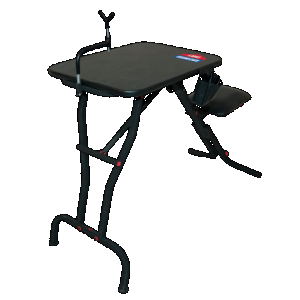 Birchwood Casey MSB100 Ultra Steady Shooting Bench Black Steel, Folding Seat, Pockets & Adjustable Rubber Coated Gun Rest 21" W x 28" L