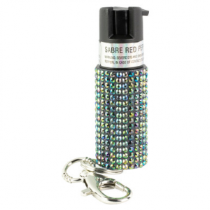 Sabre Jeweled Pepper Spray with Snap Clip Black