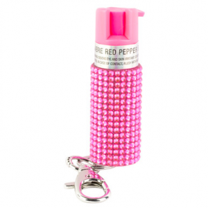 Sabre Jeweled Pepper Spray with Snap Clip Pink