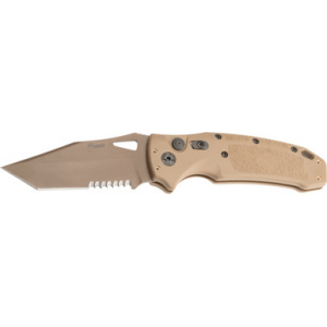 Hogue Knife Sig Sauer K320A M17 Automatic Tanto Coyote Tan - 3.5" Partial Serrated Coyote PVD