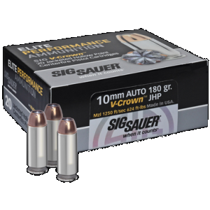 Sig Sauer E10MM120 Elite Performance 10mmAuto 180gr V-Crown Jacketed Hollow Point 20 Rounds