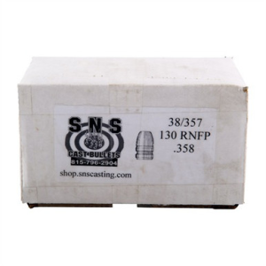 CAST 38 CAL (.358'') 130GR ROUND NOSE FLAT POINT LEAD 500/BOX - Sns Cast Bullets