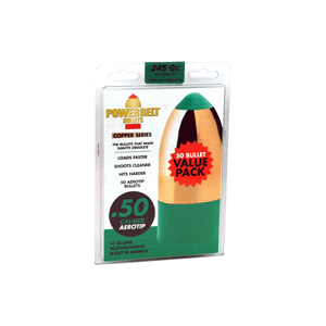 Powerbelt AeroTip Copper-Plated Muzzleloader Bullets .50 cal 245 gr AERO-TIP 50/ct