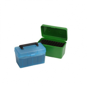 MTM Case-Gard H50RMAG24 Deluxe Ammo Box 300 Win Mag/7mm Rem Clear Blue Polypropylene 50rd
