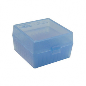 MTM Case-Gard RS10024 Ammo Box Flip-Top Multi Caliber Clear Blue Polypropylene 100rd