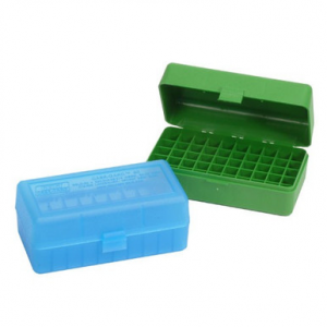 MTM Case-Gard RSLD5024 Ammo Box Flip-Top Multi Caliber Clear Blue Polypropylene 50rd