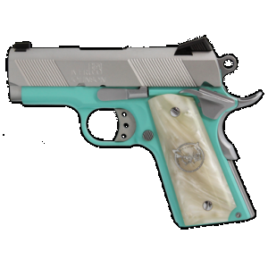 Iver Johnson Arms THRASHERTB9 1911 Thrasher Officer 70 Series 9mm Luger 3.13" 8+1 Tiffany Blue Cerakote Silver Cerakote White Synthetic Pearl Grip
