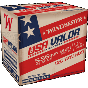 WINCHESTER Ammo Usa855125 Usa Valor M855 Green Tip 5.56x45mmnato 62gr Full Metal Jacket 125 Rounds