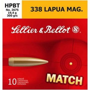 SELLIER & Bellot Sb338lmb 338 Lapua Magnum Hollow Point Boat Tail 300 Grain 10 Rounds