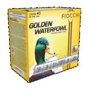 Fiocchi 123SGW4 Golden Waterfowl 12Gauge 3" 1 1/4oz 4Shot 25 Rounds