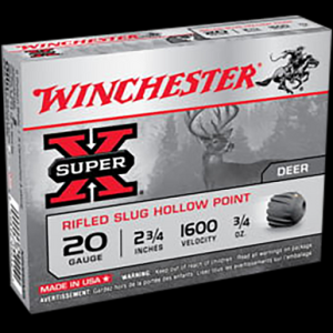 Winchester Ammo X20RSM5VP Super X 20Gauge 2.75" 3/4oz Rifled Slug Shot 15 Rounds