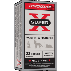 Winchester Super-X Rifle Ammo 22 Hornet 45 gr. Soft Point 50 rd.