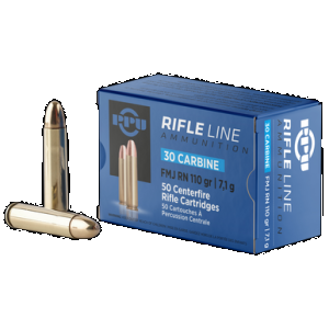 PPU PP30F Standard Rifle 30Carbine 110gr Full Metal Jacket Round Nose 50 Rounds