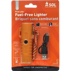Survive Outdoors Longer Fire Lite Fuel Free Lighter Orange Includes USB Cable / Lanyard