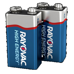 Rayovac A16042J 9V HIGH ENERGY Alkaline Batteries Silver/Blue 9 Volts 565 mAh (2) Single Pack