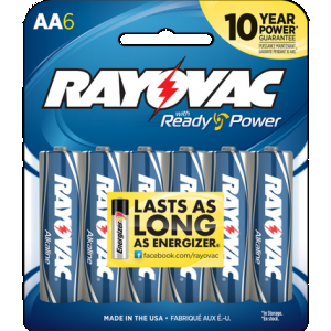 Rayovac 8156F AA HIGH ENERGY Alkaline Batteries Silver/Blue 1.5 Volts 2,700 mAh (6) Single Pack