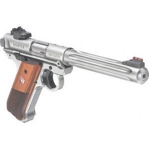 Ruger 40118 Mark IV Hunter 22 LR 10+1 6.88" Satin Stainless Fluted Bull Barrel, Satin Stainless Steel Frame, Drilled & Tapped Receiver, Checkered Laminate Grip, Right Hand