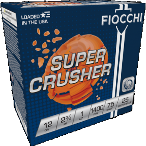 FIOCCHI Super Crusher Shotgun Loads 12 Ga. 2.75 In. 1 Oz. 1400 Fps 7.5 Shot 25 Rd.