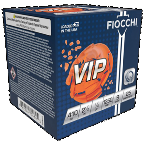 FIOCCHI Vip Target Shotgun Loads 410 Ga. 2.5 In. 1/2 Oz. 1250 Fps 9 Shot 25 Rd.