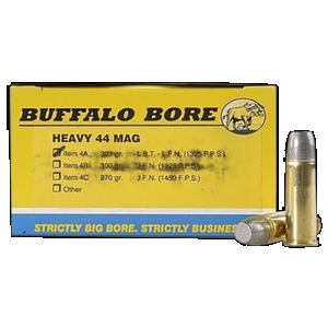 BUFFALO Bore Ammunition 4a20 Heavy Strictly Business 44rem Mag 305gr Hard Cast Lead Flat Nose 20 Rounds