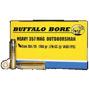 BUFFALO Bore Ammunition 19a20 Outdoorsman Strictly Business 357mag 180gr Hard Cast Flat Nose 20 Rounds