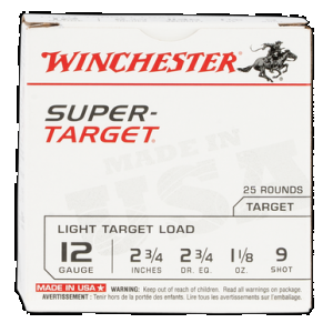WINCHESTER Usa Super Target Load 12 Ga. 2.75 In. 1 1/8 Oz. 9 Shot 25 Rd.