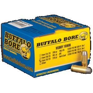 BUFFALO Bore Ammunition 21c20 Outdoorsman Strictly Business 10mmauto 220gr Hard Cast Flat Nose 20 Per Box/12 Case