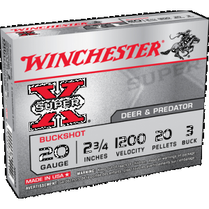 Winchester Super-X Value Pack Buck Shot 20 ga. 20 Pellets 3 Buck Shot 15 rd.