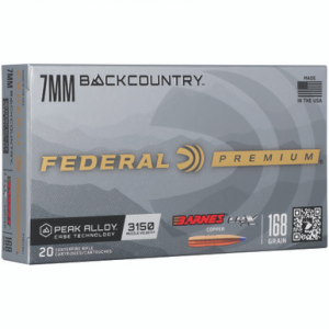 FEDERAL P7bclrx1 Backcountry 7mm Bc 168gr 20 Per Box/10 Case