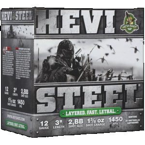 HEVI-SHOT Hs60288 Hevi-steel Waterfowl 12gauge 3" 1 3/8oz 2/bbshot 25 Per Box/10 Case