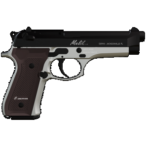 Derya Firearms 10LTTMELIK9TR Melik Two Tone 9mm 10+1 4.90" Black Melotine Slide/ Silver Anodized Frame Dark Walnut Grip