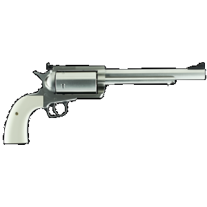 Magnum Research BFR45707B BFR Long Cylinder Extra Large Frame 45-70 Gov 5 Shot, 7.50" Brushed Stainless Steel Barrel, Cylinder & Frame, Bisley White Laminate Grip, Exposed Hammer