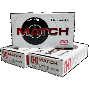 HORNADY 83411 Match 22creedmoor 80gr Extremely Low Drag-match 20 Per Box/10 Case