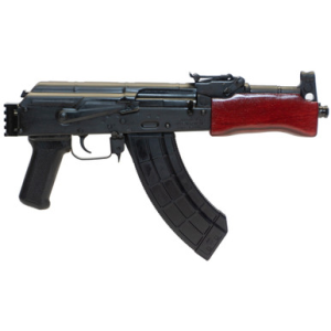 Century Arms Romanian Mini Draco Stamped AK-47 Pistol - Black | 7.62x39 | 7.75" Barrel | Red Wood Handguard