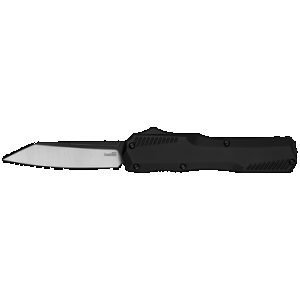 Kershaw 9000R Livewire Automatic 3.30" OTF Reverse Tanto Plain Black PVD Flats/Satin Grinds CPM MagnaCut Steel Blade, Black Anodized Aluminum Handle
