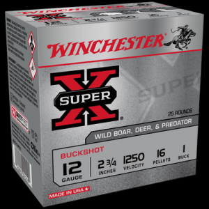 Winchester Ammo XB121VP25 Super X 12Gauge 2.75" 16Pellets 1Buck Shot 25 Rounds