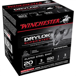 Winchester Drylok Magnum Plated Load 20 Gauge Steel Shot 1 Ounce 25 Rounds