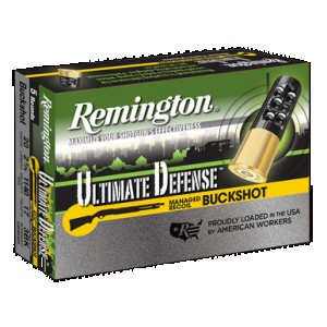 REMINGTON Ultimate Defense Buckshot Loads 20 Ga. 2.75 In. 17 Pellet 3 Buck 5 Rd.