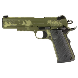 Girsan 392074 MC1911 S Untouchable Full Size 45 ACP 8+1 5" Black Steel Barrel, OD Camo Serrated Steel Slide & Frame w/Beavertail & Picatinny Rail, Black Polymer Grip