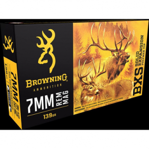 Browning BXS Copper Expansion 7mm Remington Magnum Lead Free Solid Expansion 139 Grain 20 Rounds