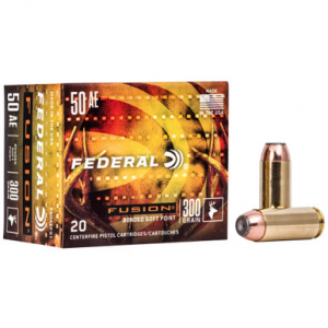 FEDERAL Fusion Pistol Ammo 50 Action Express Fusion Soft Point 300 Grain 20 Rounds