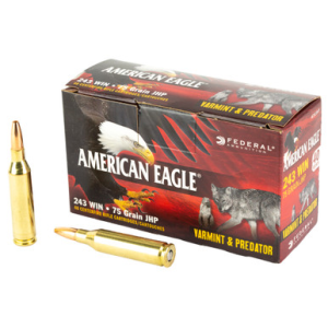Federal American Eagle Varmint & Predator 243 Winchester Jacketed Hollow Point 75 Grain 40 Rounds