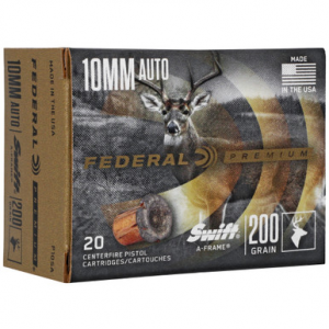 Federal Premium Swift A-Frame 10mm Jacketed Hollow Point 200 Grain 20 Rounds