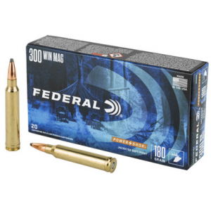 Federal Power-Shok 300 Winchester Magnum Jacketed Soft Point 180 Grain 20 Rounds