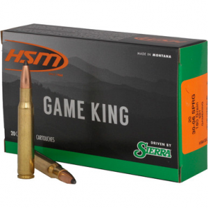 HSM Game King Rifle Ammunition 30-06 SPGF Sierra Spitzer BT 180 gr. 20 rd.