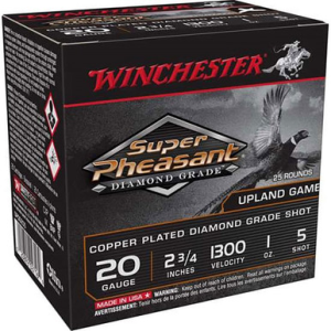 Winchester Super Pheasant Diamond Grade Load 20 Gauge 5 Shot 1 Ounce 25 Rounds