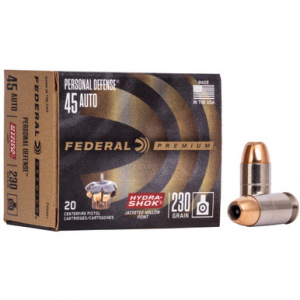 Federal Premium Personal Defense 45 ACP Hydra-Shok Jacketed Hollow Point 230 Grain 20 Rounds