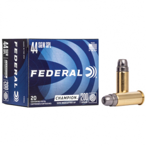 FEDERAL Champion Training Pistol Ammo 44 Special Soft Lead Hollow Point 200 Grain 20 Rounds