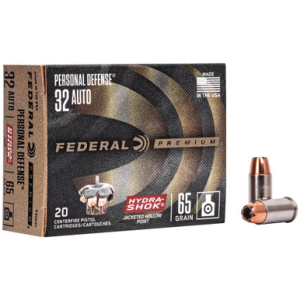 FEDERAL Premium Personal Defense 32 Acp Jacketed Hollow Point 65 Grain 20 Rounds